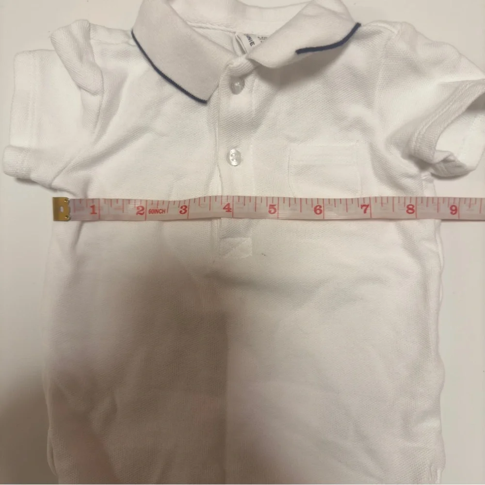 Janie &Jack White Polo body Shirt with Striped Shorts 6-12 months
